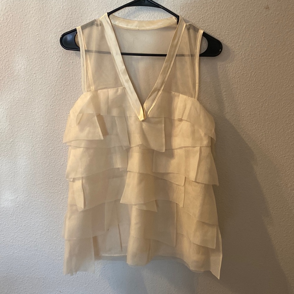 BCBGMaxAzria Cream Layered Blouse